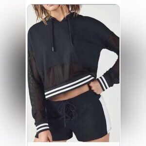 DEMI LOVATO for FABLETICS black crop top hoodie.  M